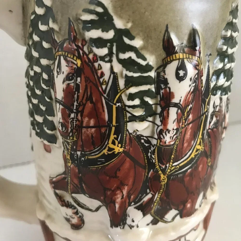 Budweiser Beer Stein by Ceramarte Covered Bridge, Anheuser-Busch Mug 1984